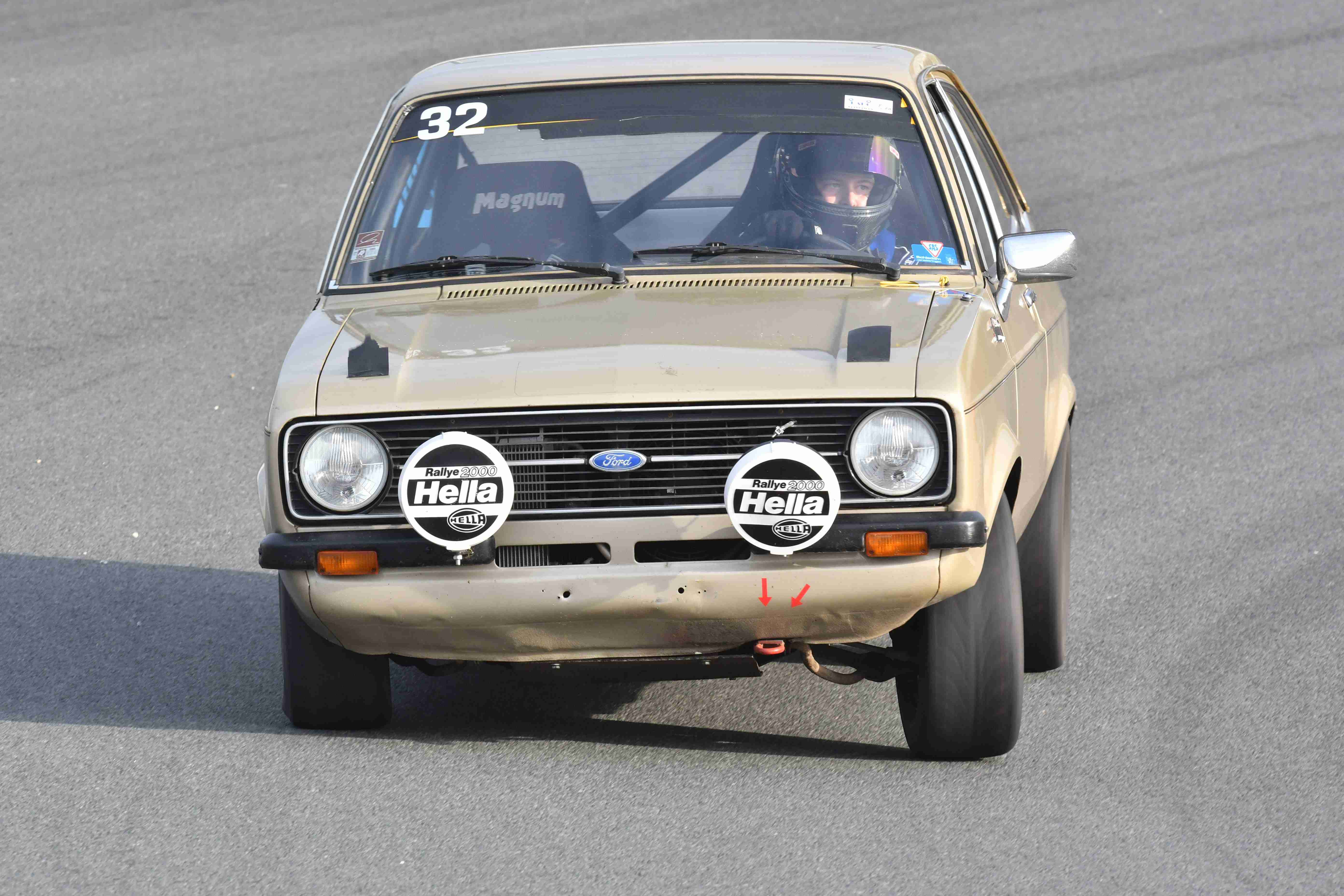 Classic Ford Escort rally car with Hella lights