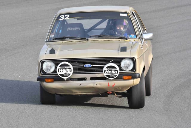 Classic Ford Escort rally car with Hella lights